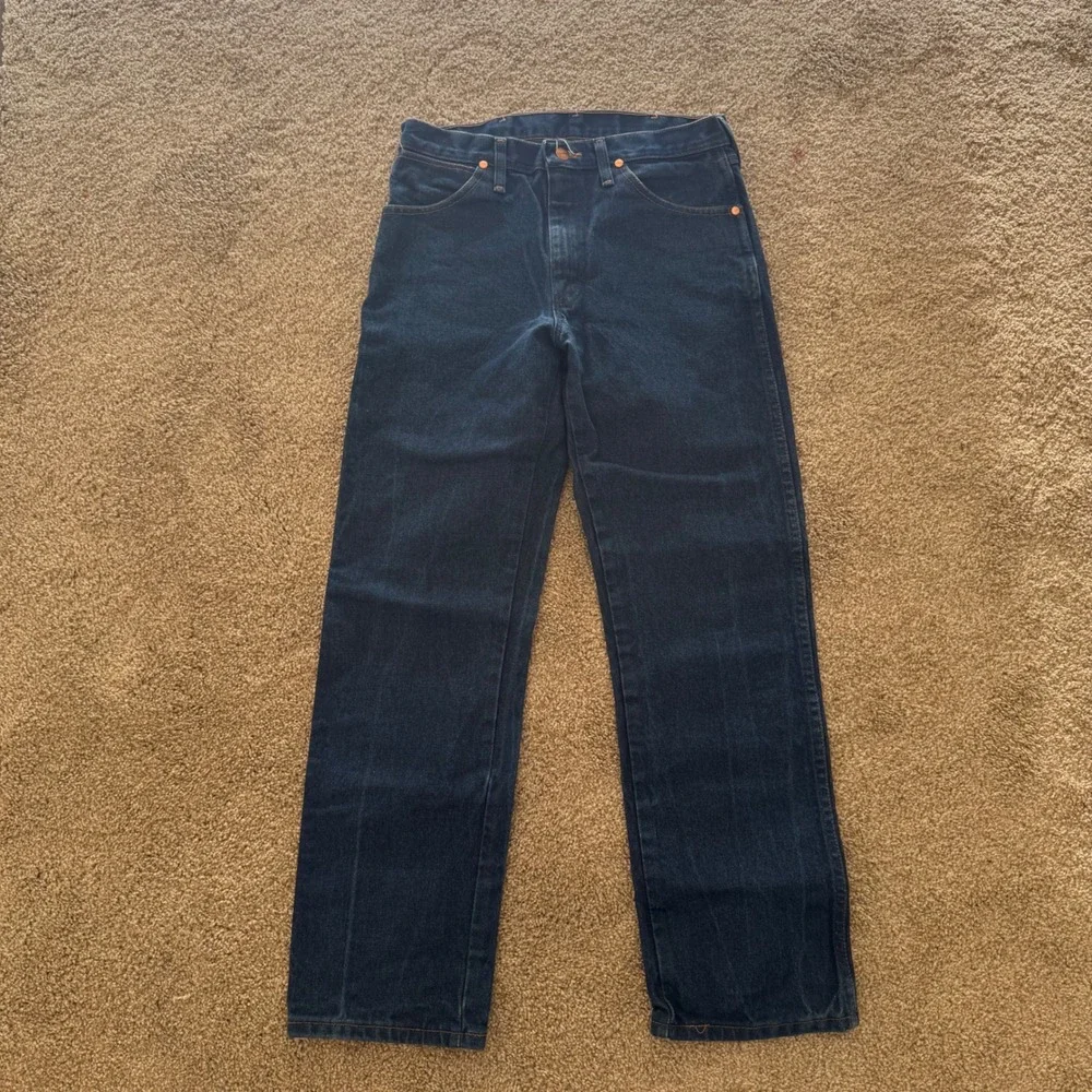 Wrangler Jeans Men 30x29 Dark Wash Cowboy Cut Straight Leg Denim Indigo